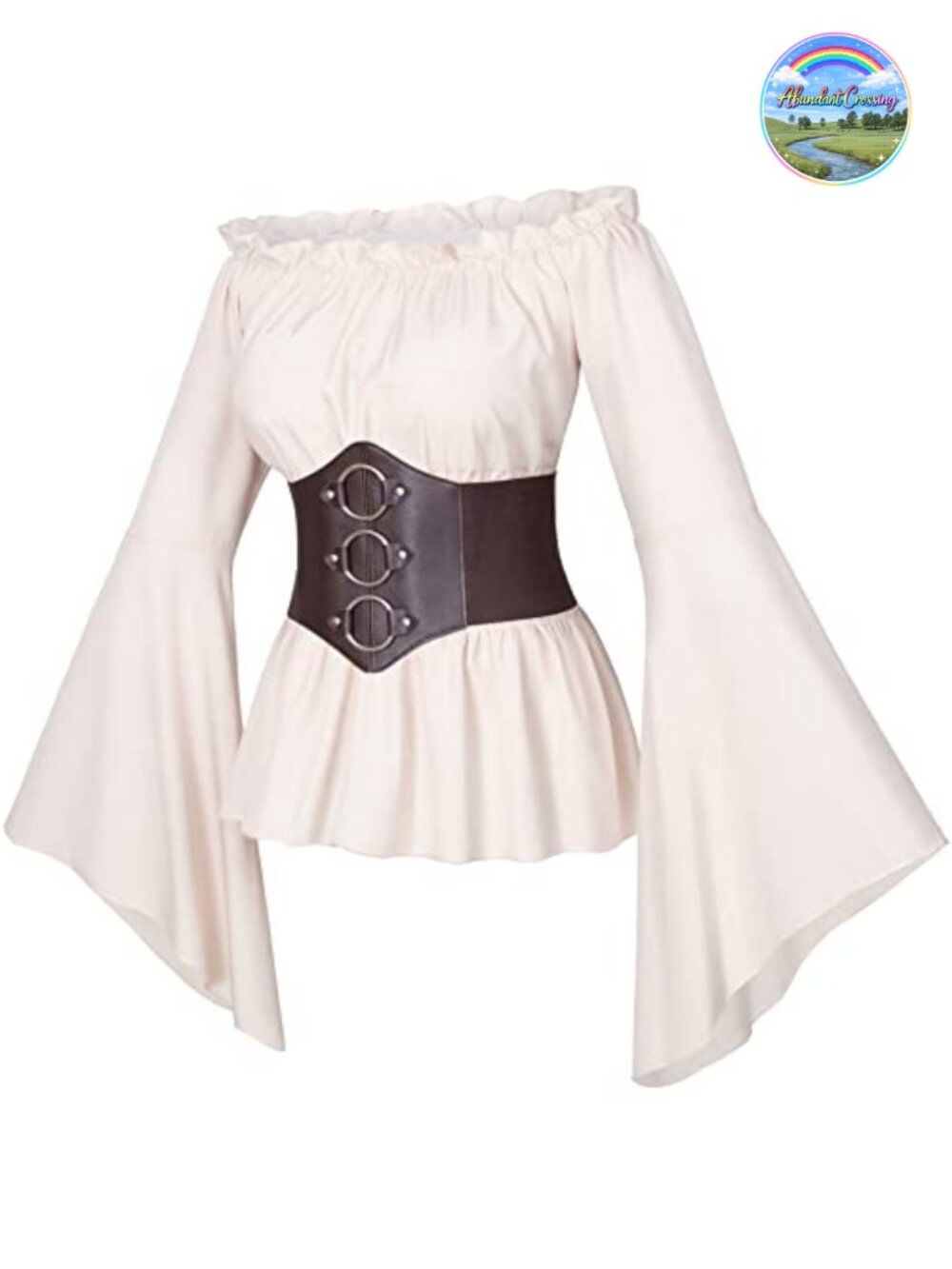 Womens Renaissance Victorian Peasant Blouse Ruffle Smocked Waist Boho Pirate